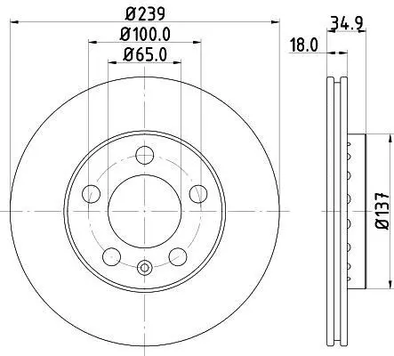 HELLA PRO VW диск гальмівний перед. (вентил.) Polo 01- SKODA Fabia (239*18) HELLA PAGID 8DD 355 107651 (фото 1)