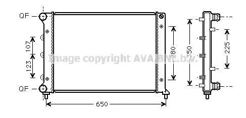AVA ALFA ROMEO Радіатор системи охолодження двигуна 147 1.6 01-, 2.0 01- AVA COOLING ALA2078 (фото 1)