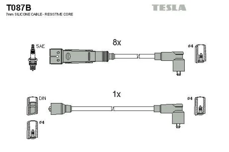 Комплект кабелiв запалювання TESLA T087B