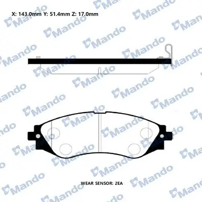 Колодки гальм. диск. CHEVROLET LACETTI передн. (вир-во Mando) MANDO RMPD19NS (фото 1)