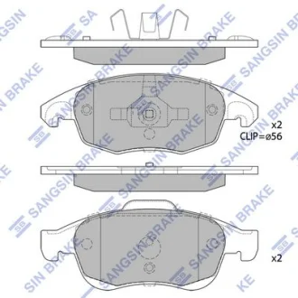 Комплект гальмівних накладок, дискове гальмо Hi-Q (SANGSIN) SP1825