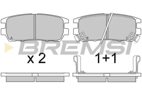Гальмівні колодки зад. Pajero II/L400 90-05 (107.8x43.8x14) BREMSI BP2574