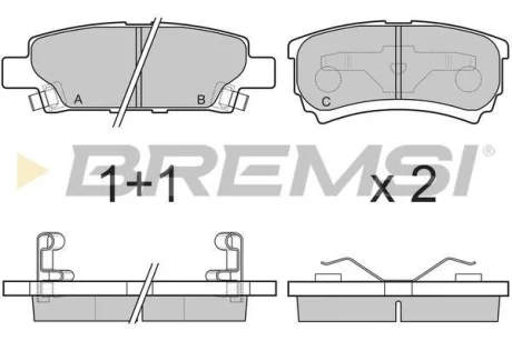 Гальмівні колодки зад. Caliber 06-/Lancer 00-/Outlander 01-12 (Akebono) BREMSI BP3106