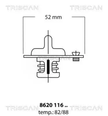 MAZDA термостат t-88C 323, 626, MX-3, MX-5 TRISCAN 8620 11682 (фото 1)