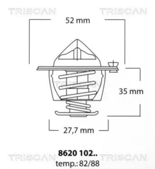 DAIHATSU термостат 84°С Charade III 1.3 88-, IV 1.3/1.6 90- Feroza 1.6 88- TRISCAN 8620 10282